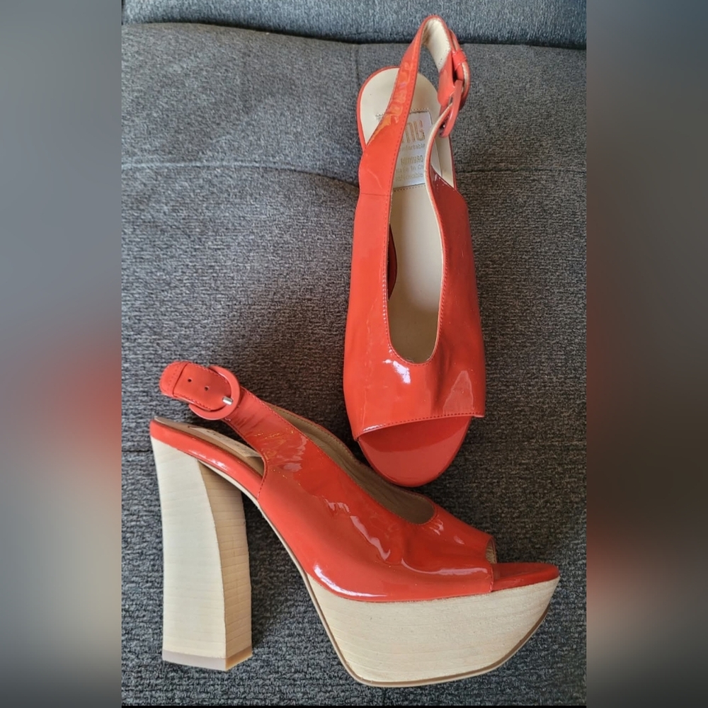 Women's Coral Orange Platform Heels